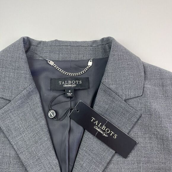 Talbots Wool Classic Blazer 8 Gray Academia Preppy Business Casual Capsule New - Picture 3 of 12